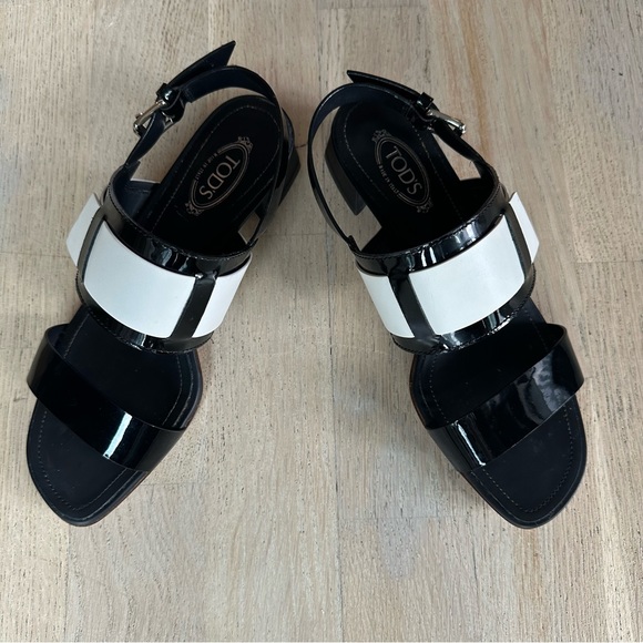 Tod’s Black & White Block Heel Sandal 36 - Picture 9 of 11